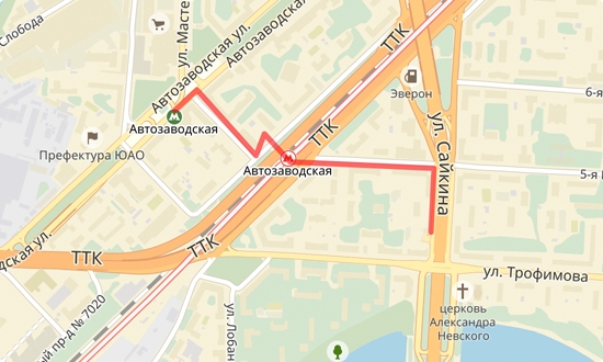 Схема проезда к Розничный магазин на ст. м. Автозаводская
