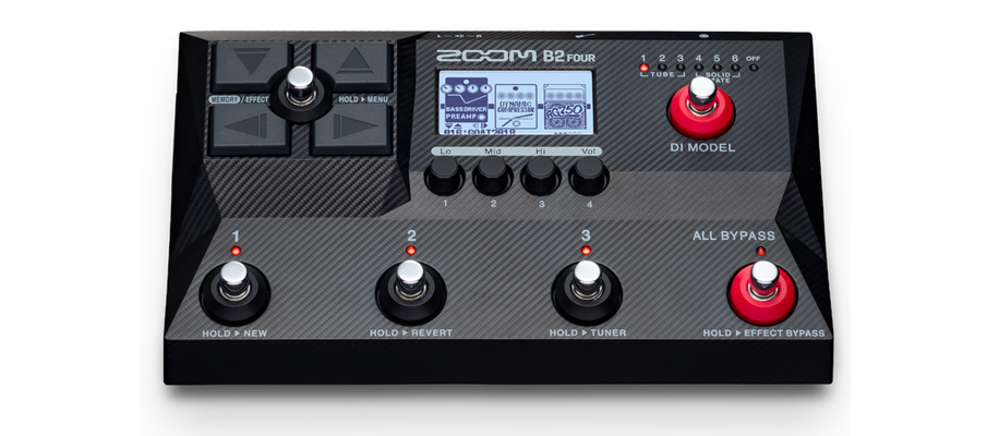 Zoom B2 FOUR - новый компактный процессор эффектов и эмулятор усилителя для бас-гитары